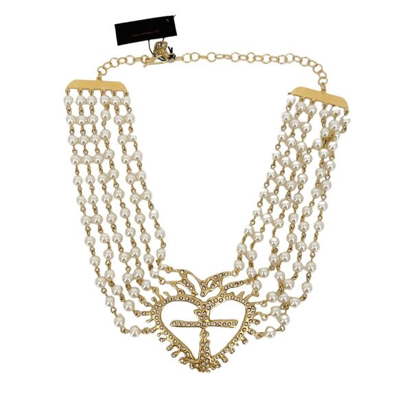 VIRGINS SAINTS & ANGELS VSA La Queen Collar in Cream Pearl & Gold - Picture 6 of 9